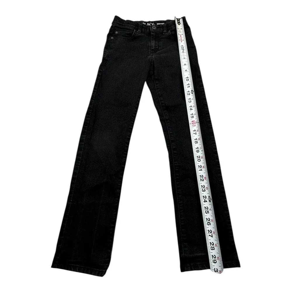 The Childrens Place Boys Straight Leg Jeans Black Size 8 Stretch Denim